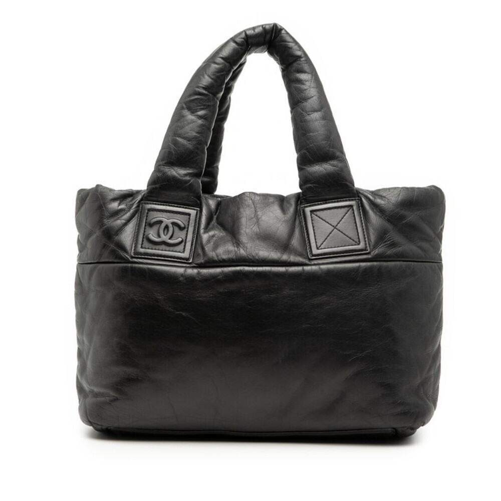 CHANEL Black Leather Tote Bag